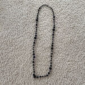 Long Black Beaded Necklace